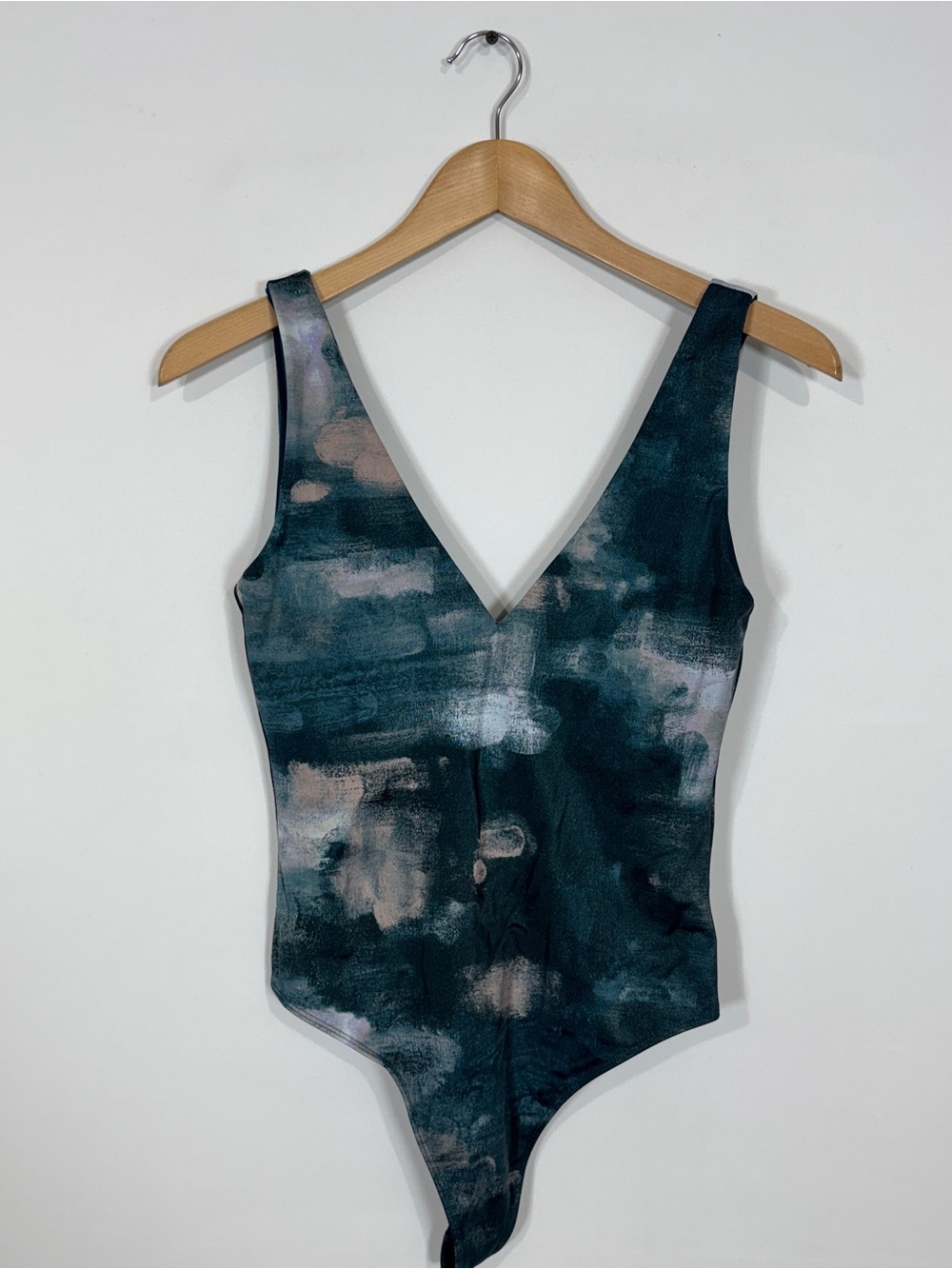 WSH58 {Babaton} Teal Blue Green Deep V-Neck Body Contour Bodysuit
